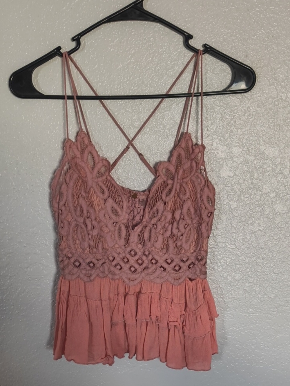 Free People Smokey Rose Crochet Lace Tank